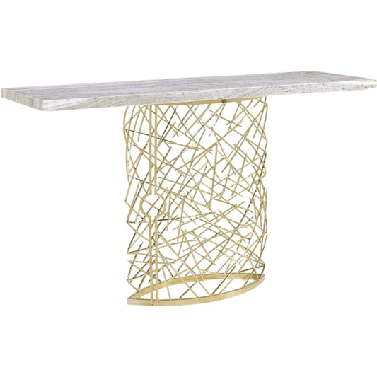 Morina Console Table by John-Richard in brushed brass. Made from unique in a modern style.