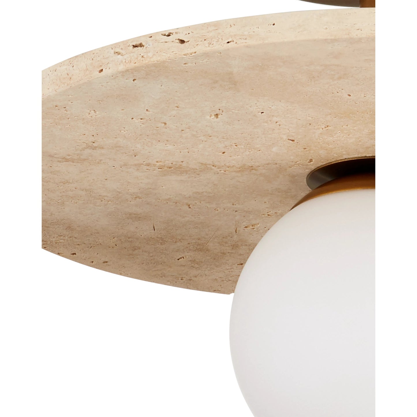 002 SI-2191643 | Additional Silo | Apricity Semi-Flush Mount by Currey and Company in beige, antique brass, frosted white. Made from travertine, metal, glass in a modern style.