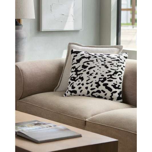 Jungle Cat 540864 Pillow by Surya in white, black. Made from polyester, cotton in a modern style.