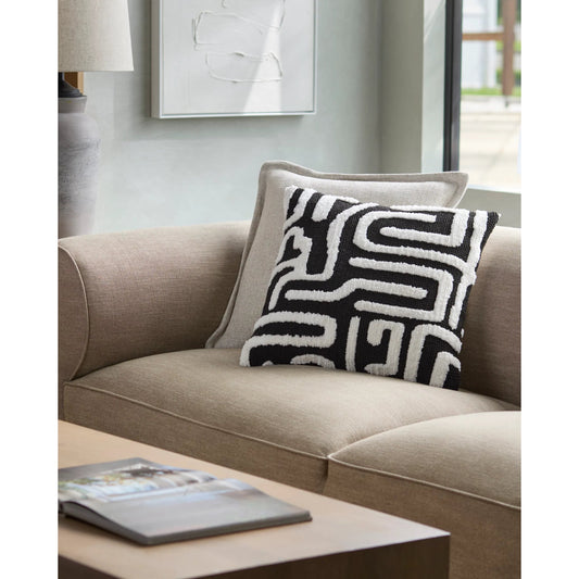 Juggernaut 540875 Pillow by Surya in white, black. Made from polyester, cotton in a modern style.