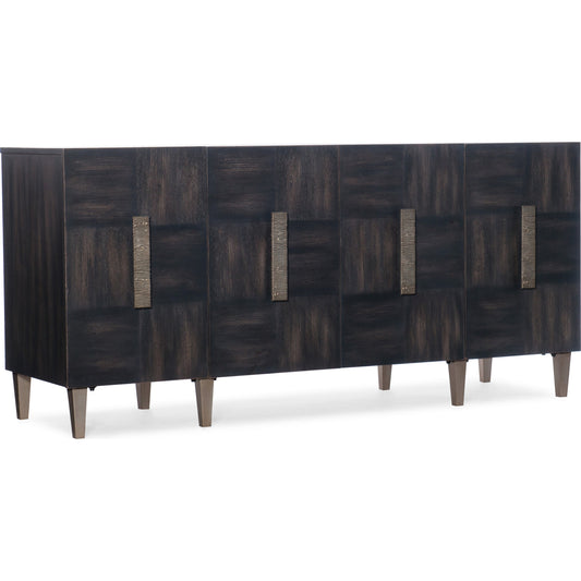 Neville Credenza by Hooker Furniture in dark walnut. Made from walnut veneers in a modern style.