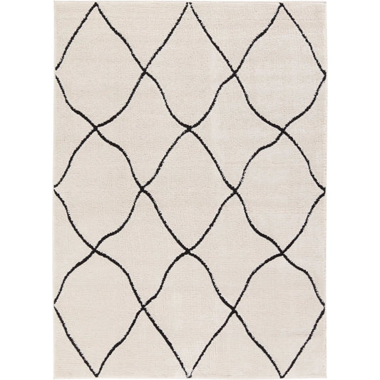 Jaida JID19 Rug by Jaipur Living in ivory, black. Made from 70% polypropylene 30% polyester in a unique style.