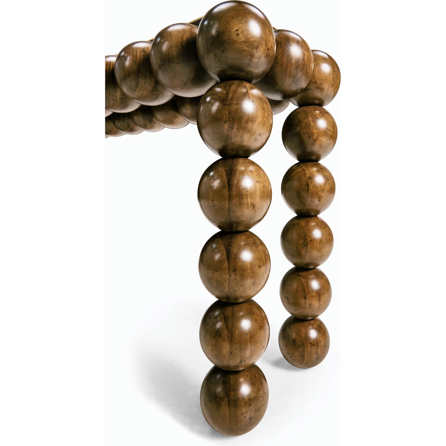 005 SI-2186354 | Closeup | Orb Console Table by Jonathan Charles in brown and medium brown mahogany. Made from mahogany veneers, faux bone in a modern style.