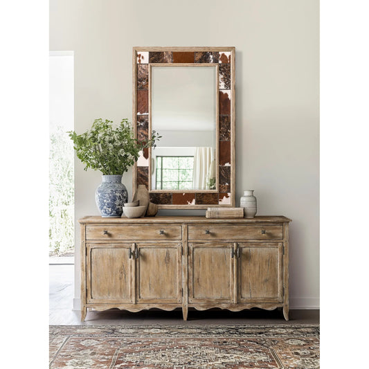 Caldera Sideboard by Jonathan Charles in light spain painted walnut. Made from main acacia veneer in a unique style.