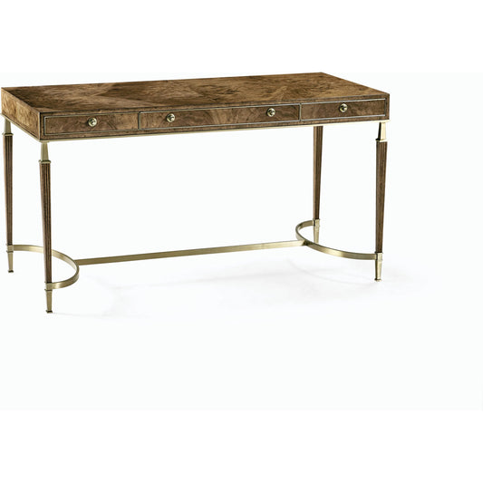 Barcelona Desk by Jonathan Charles in barcelona walnut swirl. Made from european walnut swirl veneer in a modern style.