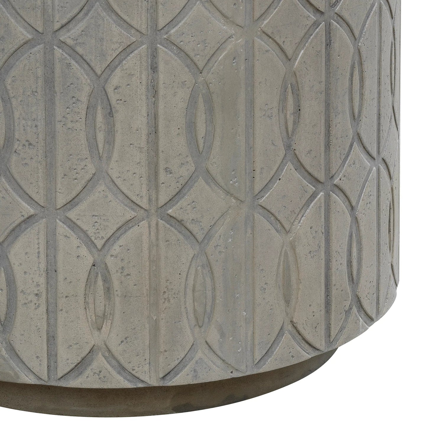 003 SI-2318690 | Closeup | Trellis Outdoor End Table by Sunset West in gray. Made from glass fiber reinforced concrete in a modern style.