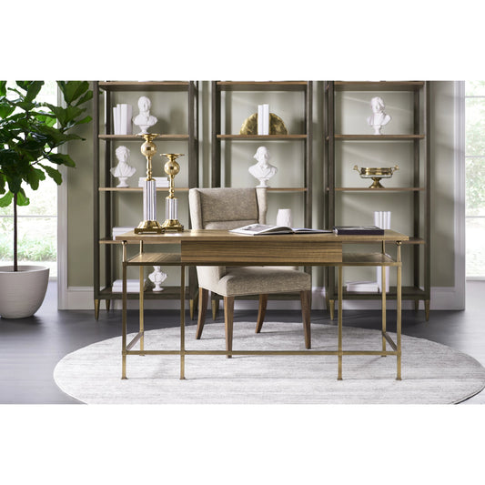 Hamilton Golden Amber Five-Tier Etagere by Jonathan Charles in brown and golden amber. Made from paldao veneer in a transitional style.
