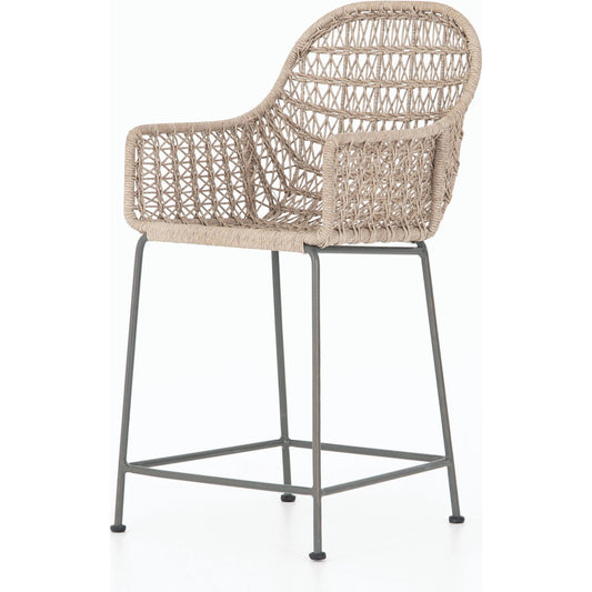 Bandera Counter Stool by Four Hands in vintage white and gray bronze. Made from unique in a coastal style.