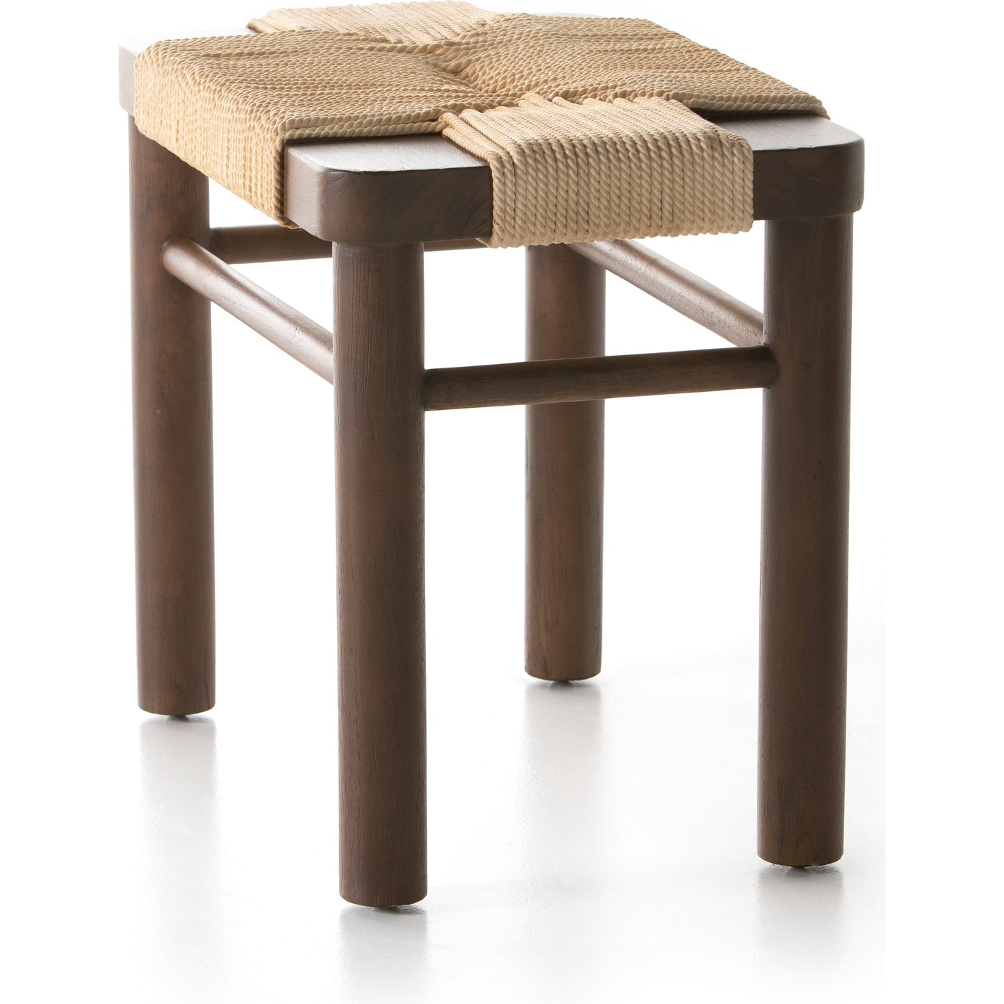002 SR-369220 | Additional Silo | Shona Stool by Four Hands in russet mahogany, vintage cotton. Made from solid mahogany, cotton rope in a rustic style.