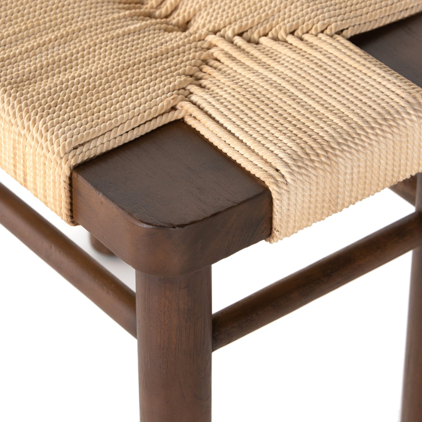 006 SR-369220 | Additional Silo | Shona Stool by Four Hands in russet mahogany, vintage cotton. Made from solid mahogany, cotton rope in a rustic style.