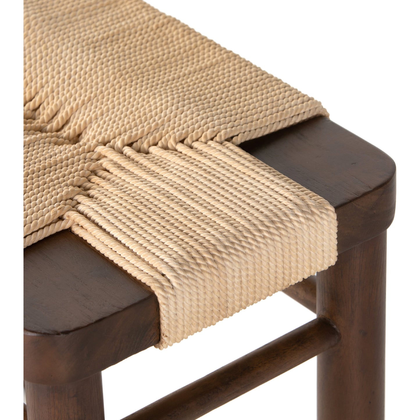 008 SR-369220 | Additional Silo | Shona Stool by Four Hands in russet mahogany, vintage cotton. Made from solid mahogany, cotton rope in a rustic style.