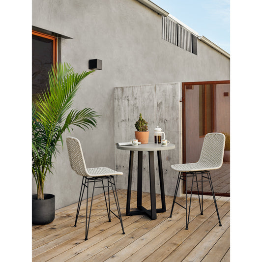 Dema Outdoor Swivel Counter Stool by Four Hands in natural rope, charcoal iron. Made from iron, 100% polypropylene in a coastal style.
