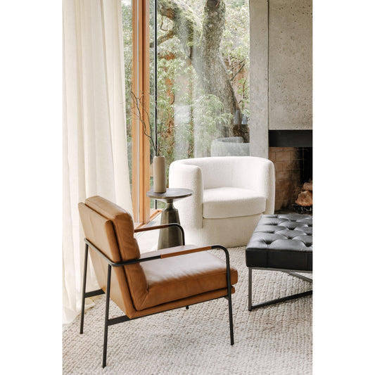 Koba Chair Maya by Moe's Home Collection in white. Made from upholstery: 95% polyester, 5% acrylic, pine, plywood frame, s-spring, webbing support, foam in a modern style.