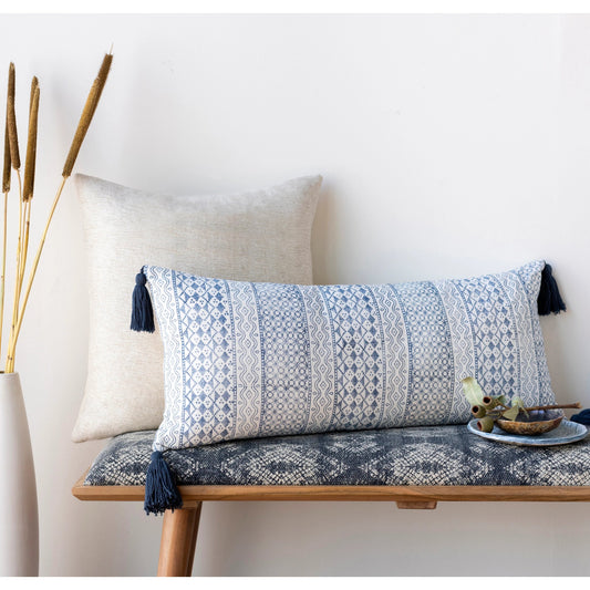 Janya Pillow - 30870 by Surya in dark blue, light beige. Made from 100% cotton in a eclectic & global style.