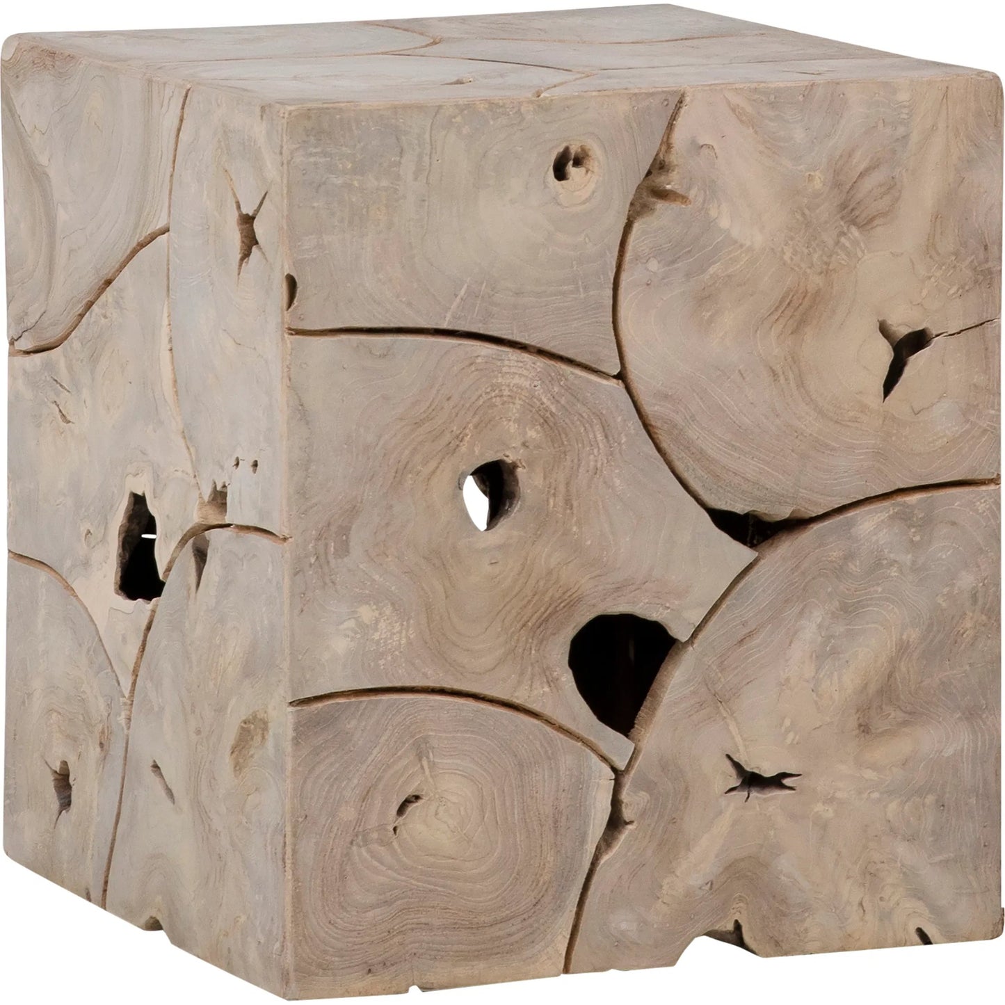 001 SI-2075431 | Primary Silo | Scarlett Reclaimed Teak Side Table by Arch & Plane in white, grey and bleached wax sealed finish. Made from teak wood in a modern style.
