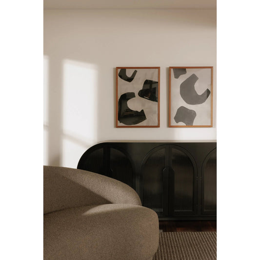 Wells II Framed Painting by Moe's Home Collection. Made from acrylic paint on canvas under glass, brown timber frame in a modern style.
