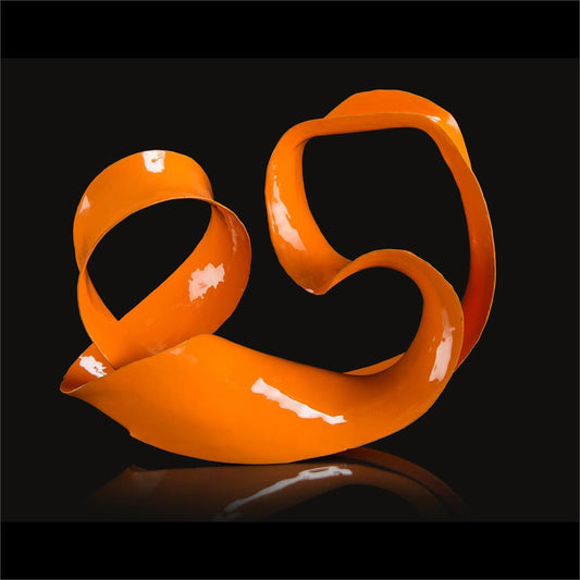 Ronaldo Sculpture by John-Richard in orange. Made from unique in a modern style.