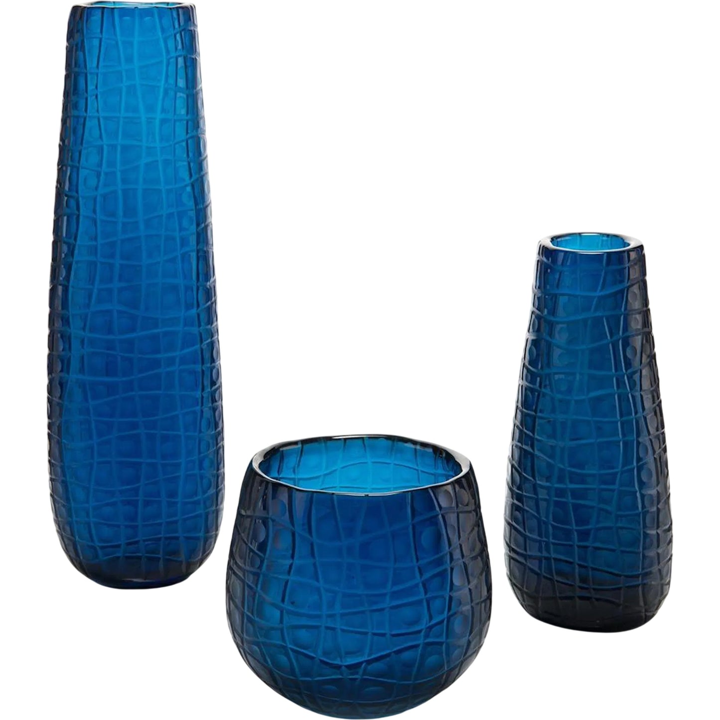000 SI-2629581 | Primary Silo | Smelt Blue Glass Vases (Set of 3) by John-Richard. Made from unique in a unique style.