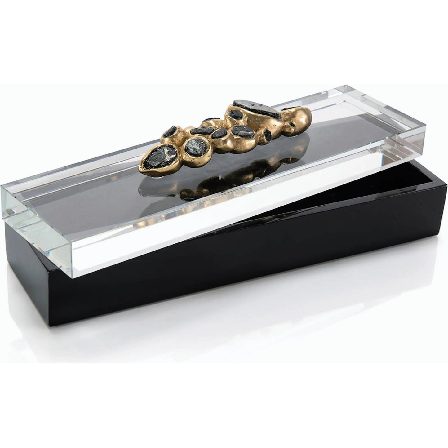 001 SR-863860 | Primary Silo | Encased Agate Box by John-Richard in black. Made from crystal in a modern style.