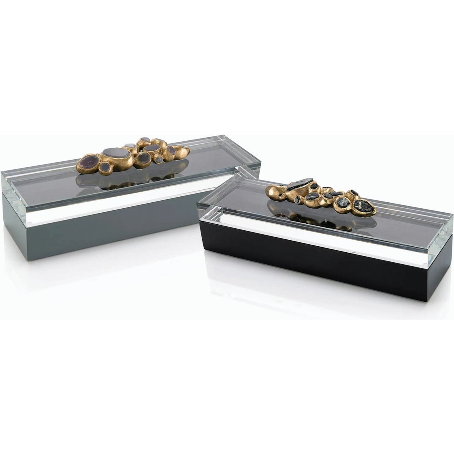002 SR-863860 | Primary Silo | Encased Agate Box by John-Richard in black. Made from crystal in a modern style.