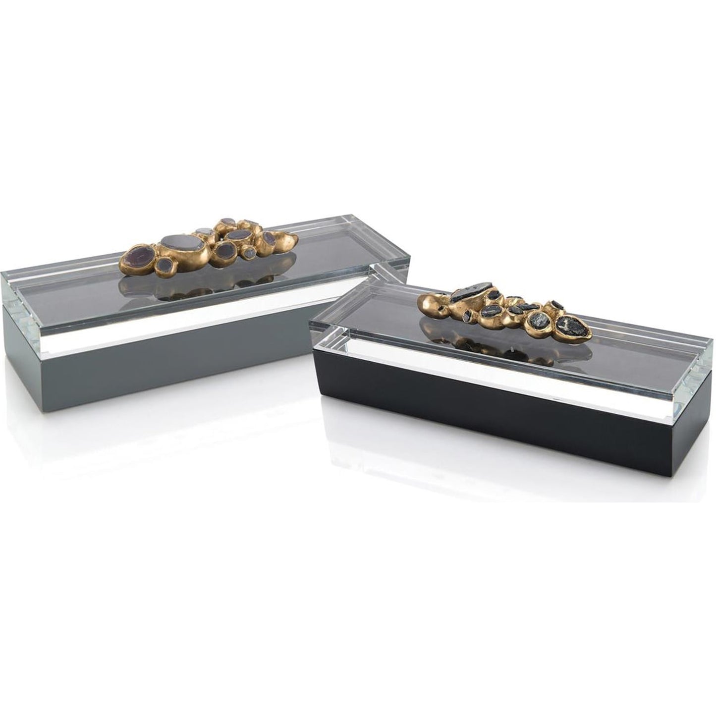 002 SR-863860 | Additional Silo | Encased Agate Box by John-Richard in black. Made from crystal in a modern style.