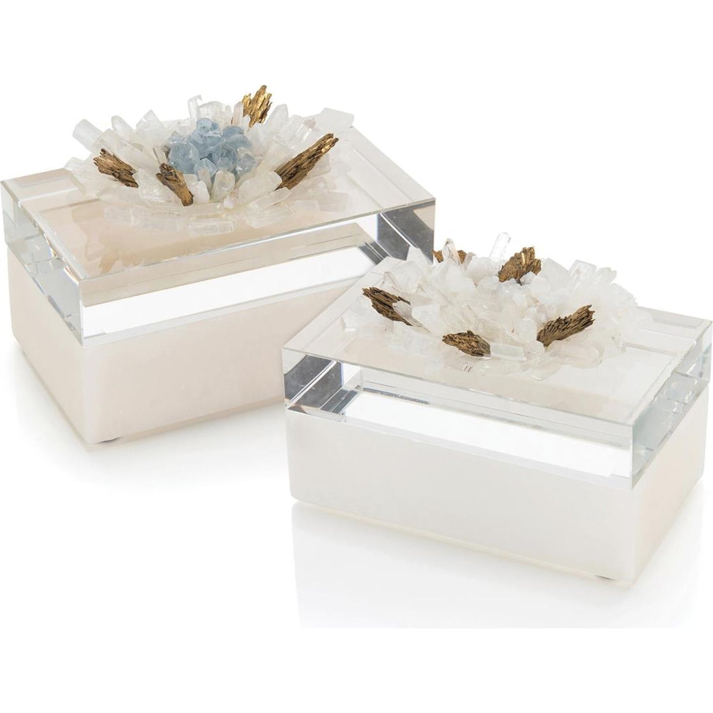 003 SR-863938 | Additional Silo | Festooned in Stones Box with Celestite by John-Richard in alabaster. Made from crystal in a transitional style.