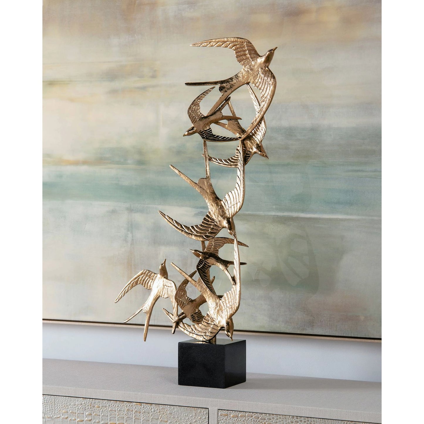 003 SR-865876 | Lifestyle | Swallows in Flight by John-Richard. Made from nickel in a modern style.
