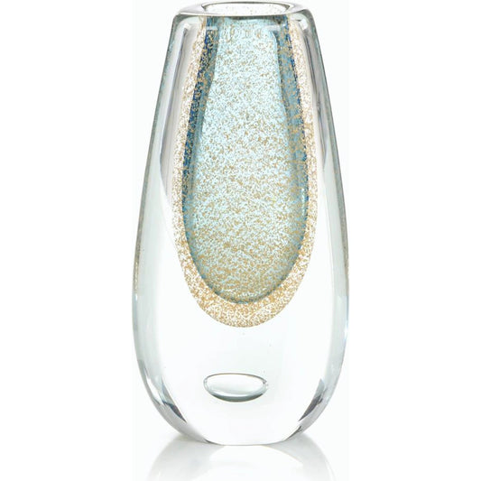 Gold Flecked Blue Handblown Glass Vase by John-Richard. Made from unique in a modern style.