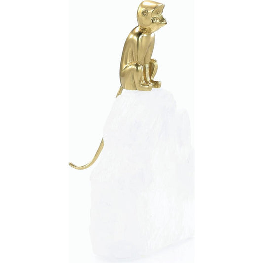 Brass Monkey Sculpture on Selenite by John-Richard. Made from unique in a modern style.