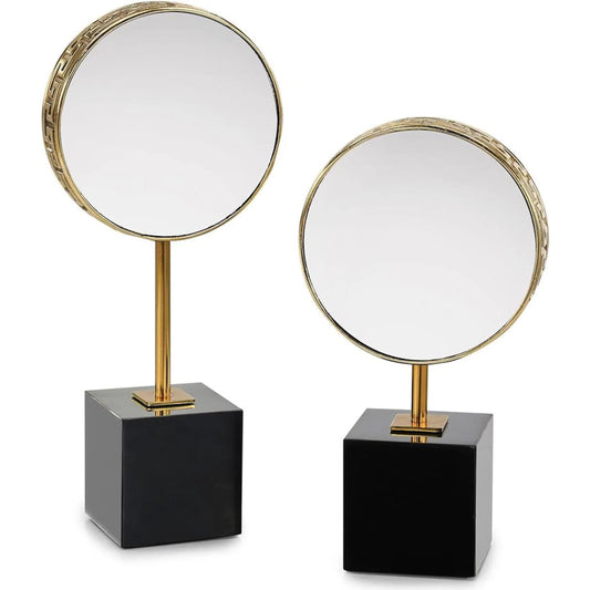 Hellenic Mirror Sculptures (Set of 2) by John-Richard in brass. Made from unique in a modern style.