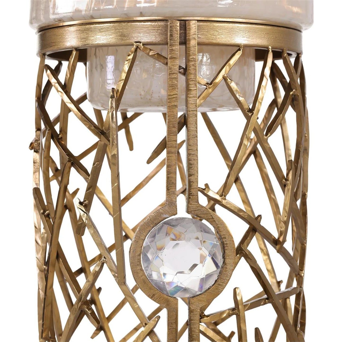 004 SI-2373613 | Closeup | Morina Floor Urn by John-Richard in brushed brass. Made from unique in a modern style.