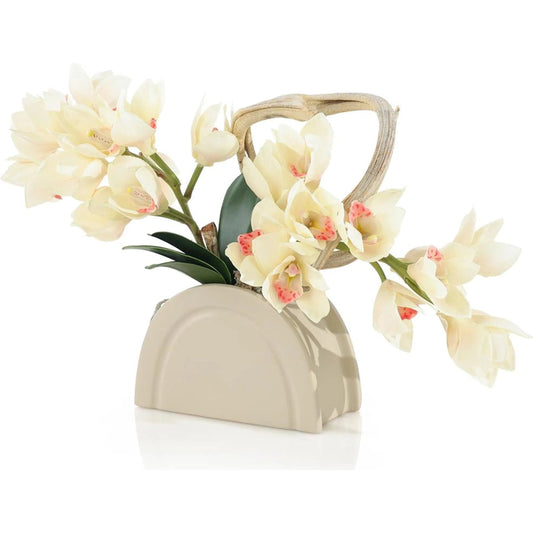 Tan Cymbidiums by John-Richard in cream. Made from unique in a modern style.
