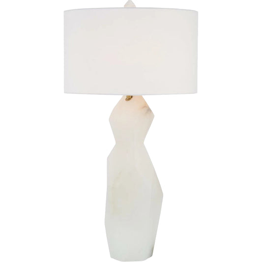 Alabaster Sculptural Table Lamp by John-Richard in alabaster, brass. Made from alabaster stone, brass, linen in a modern style.