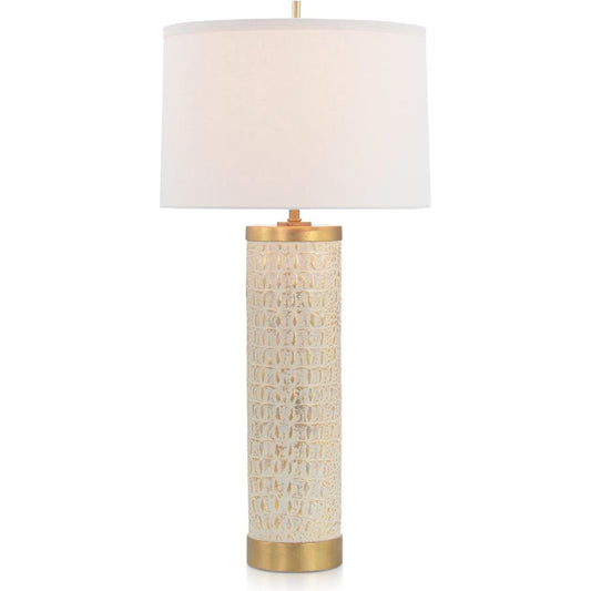 Gilt Creme Buffet Lamp by John-Richard in gilt creme. Made from unique in a transitional style.