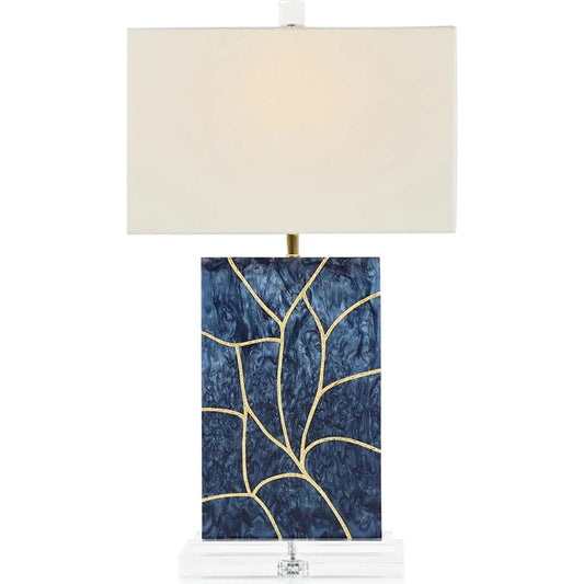 Astilla Table Lamp by John-Richard in blue, gold, white, clear and polished brass. Made from acrylic, linen in a modern style.