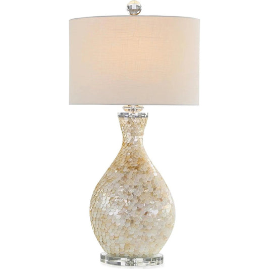 Palawan Table Lamp by John-Richard in mother of pearl, polished nickel. Made from unique in a modern style.