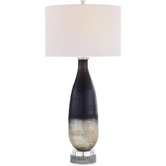 Andes Table Lamp by John-Richard in black, silver, white, clear and nickel. Made from aluminum, art glass, acrylic in a modern style.