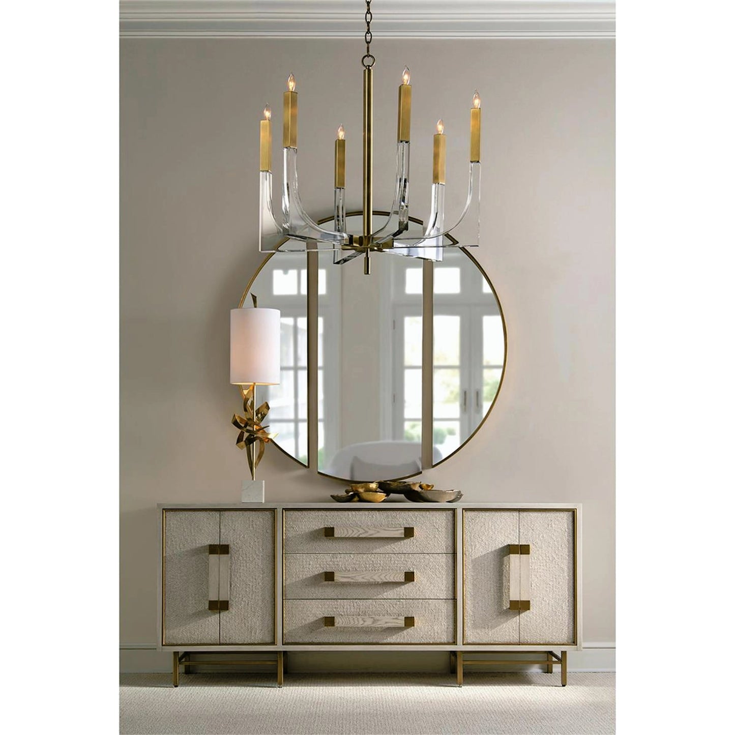 002 SR-862880 | Closeup | Architectural Table Lamp - by John-Richard in brass, gold, white. Made from brass in a modern style.