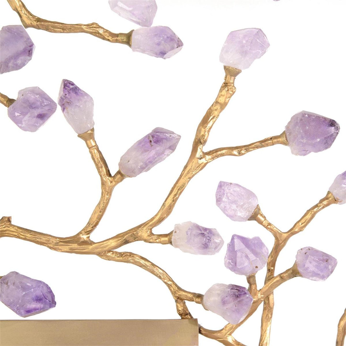 003 SR-771650 | Closeup | Budding Mirror by John-Richard in amethyst, brass and brass. Made from brass, mirror, amethyst in a transitional style.