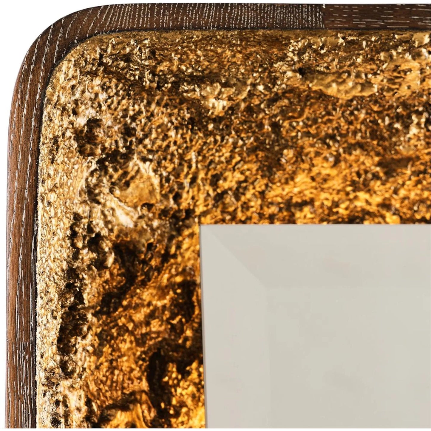 003 SI-2373301 | Closeup | Gilded Oak Rectangular Mirror by John-Richard in nugget gold. Made from unique in a modern style.