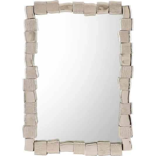 Cube Mirror by John-Richard in nickel and nickel. Made from aluminum, glass in a modern style.