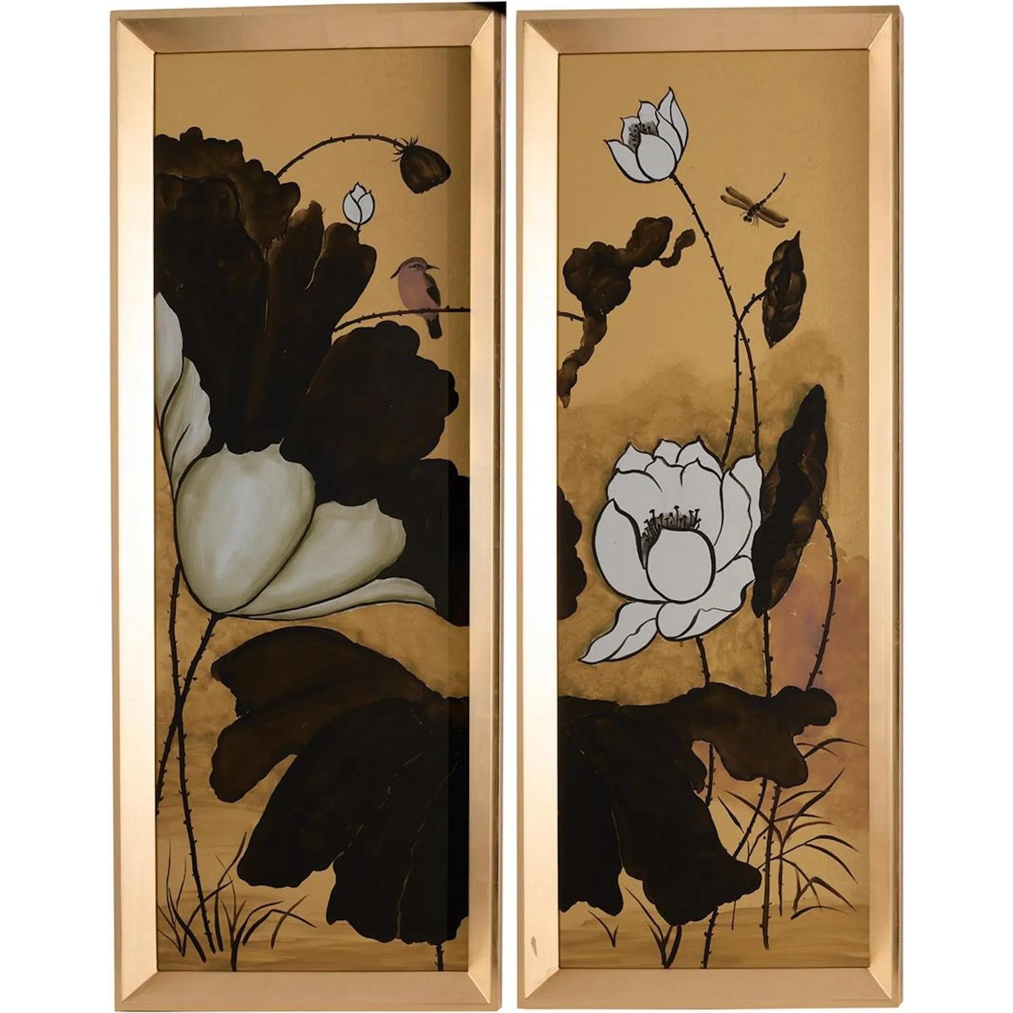 001 SI-2373297 | Primary Silo | Gilded Garden Panels Diptych by John-Richard in gold. Made from unique in a traditional style.