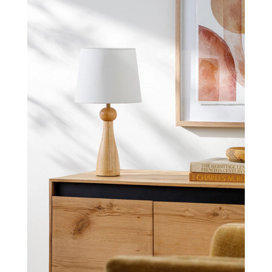 Jatoba Table Lamp - 535693 by Livabliss. Made from wood veneer, linen, polystyrene, iron in a modern style.