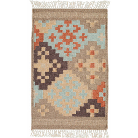 001 34858-3234 | Primary Silo | Jewel Tone II JTII-2048 Rug by Surya in beige, brown, dark brown, tan, burnt orange, dusty sage. Made from 100% hard twist wool in a unique style.