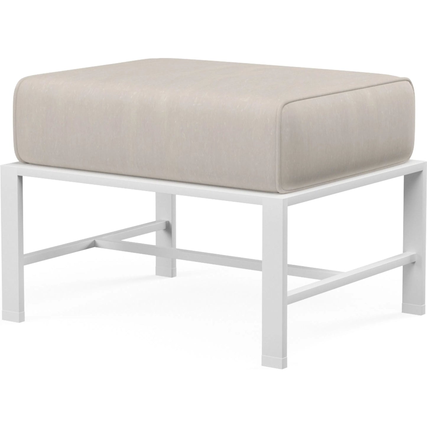 001 SI-2167202 | Primary Silo | Bristol Outdoor Ottoman in Canvas Flax w/ Self Welt by Sunset West in white. Made from aluminum in a modern style.