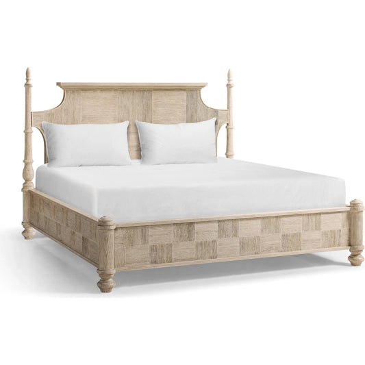 Bywater Poster Bed by Jonathan Charles in beige and washed acacia. Made from oak, beech in a transitional style.