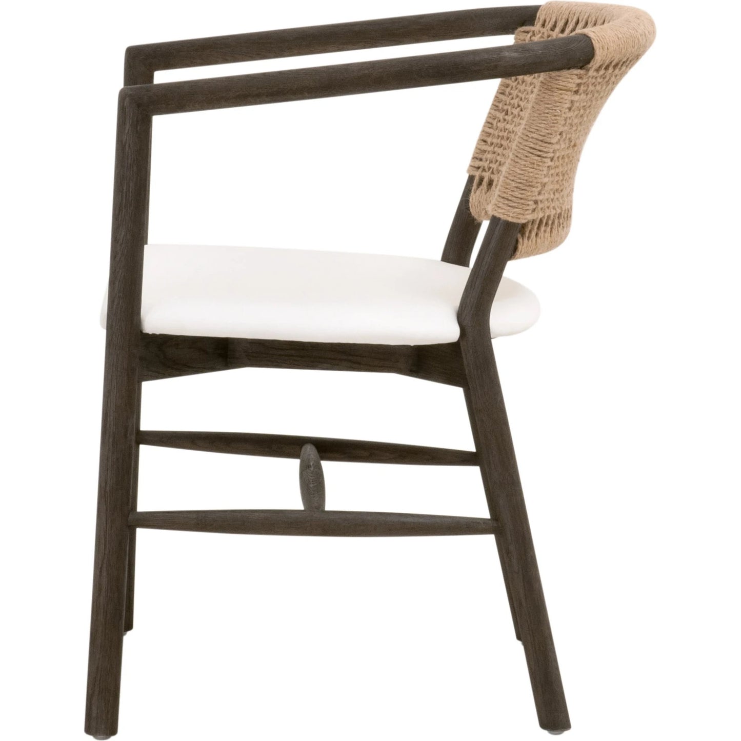 003 SI-2138250 | Additional Silo | Juxtaposition Accent Chair by Essentials For Living in livesmart peyton-pearl and matte brown oak, jute twine. Made from solid oak wood, plywood, 98% polyester/2% nylon fabric, foam, jute twine in a coastal style.
