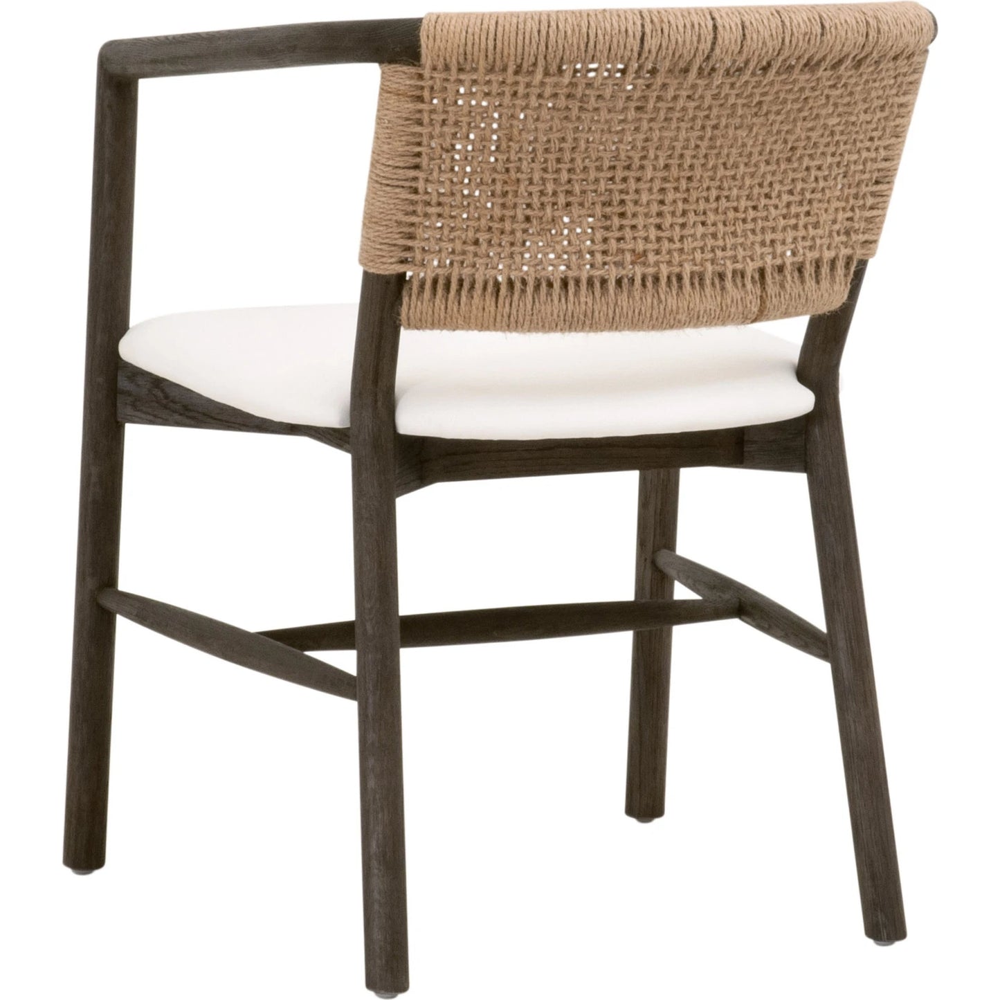 004 SI-2138250 | Additional Silo | Juxtaposition Accent Chair by Essentials For Living in livesmart peyton-pearl and matte brown oak, jute twine. Made from solid oak wood, plywood, 98% polyester/2% nylon fabric, foam, jute twine in a coastal style.