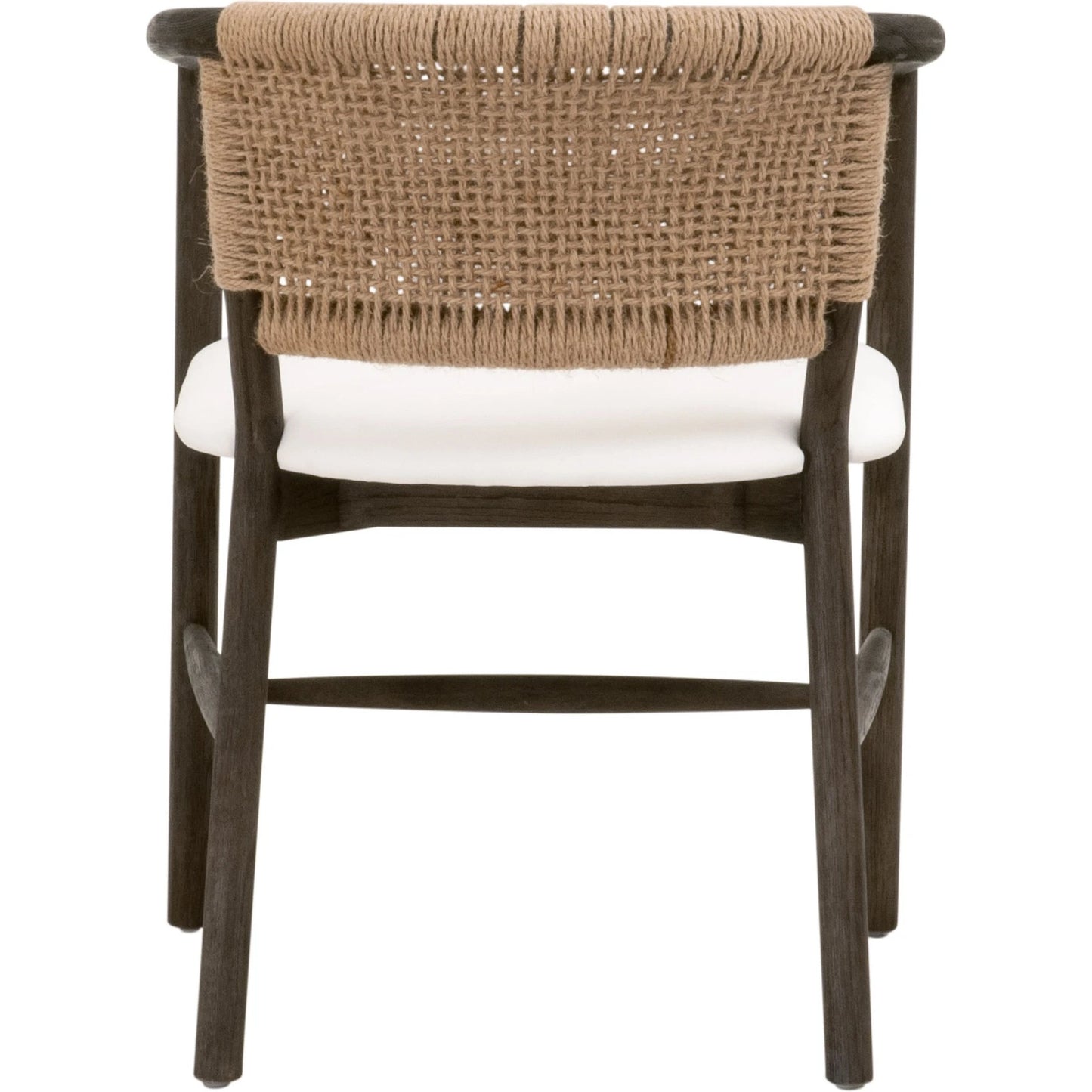 005 SI-2138250 | Additional Silo | Juxtaposition Accent Chair by Essentials For Living in livesmart peyton-pearl and matte brown oak, jute twine. Made from solid oak wood, plywood, 98% polyester/2% nylon fabric, foam, jute twine in a coastal style.