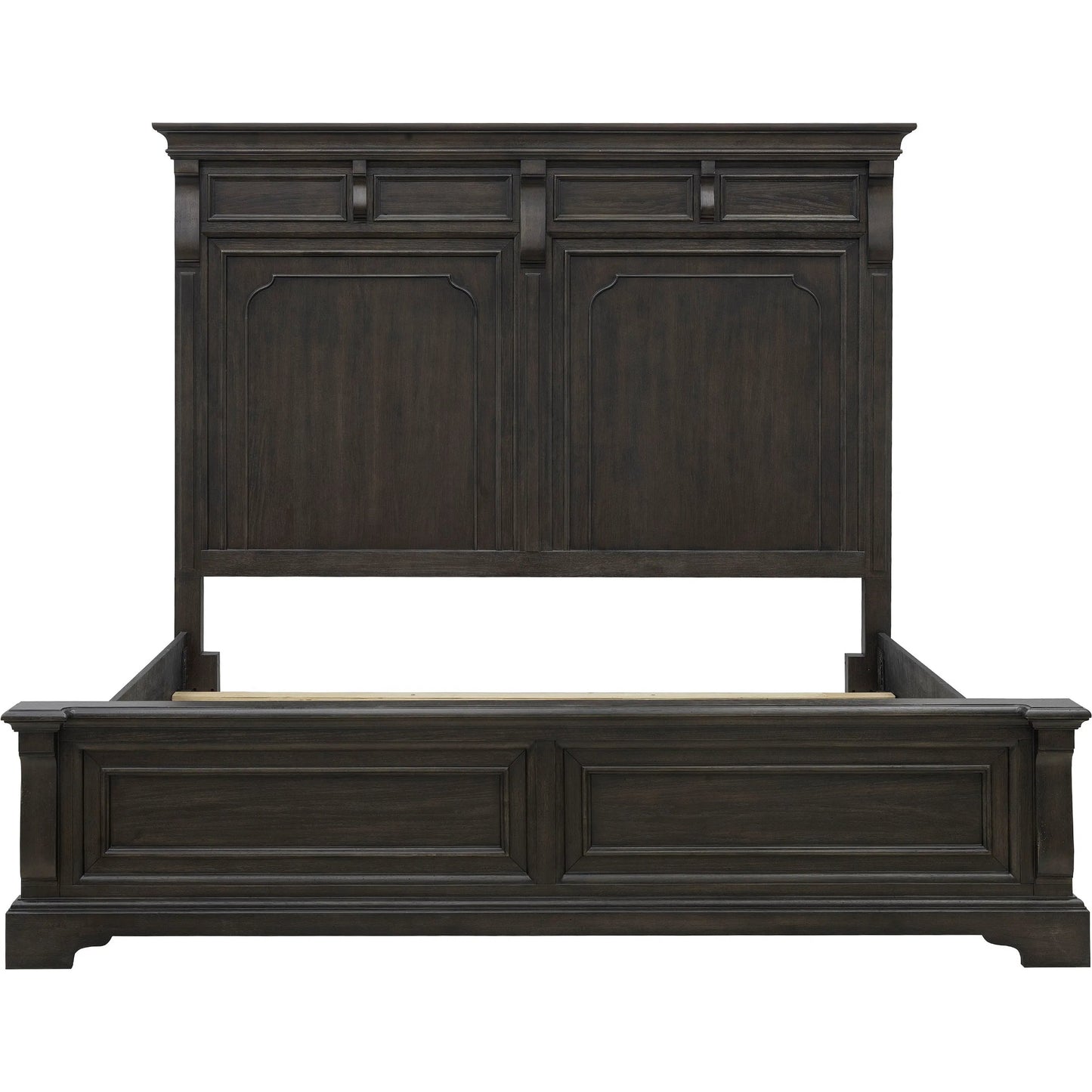 002 SI-2383563,SI-2383564,SI-2383565 | Additional Silo | Hickory Creek Panel Bed by Pulaski Furniture in brown velvet. Made from split heart cathedral hickory veneers in a unique style.